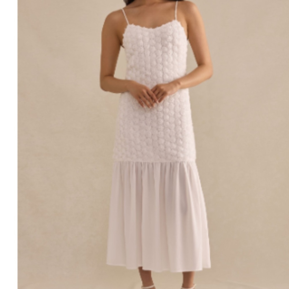 Sylvia Rosette Midi Dress - White Size S